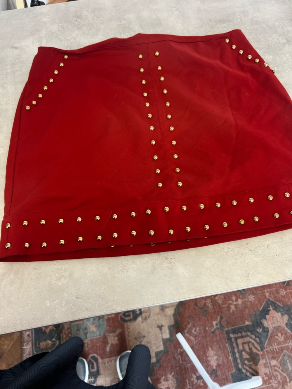 Gianni Bini Red Mini Skirt with Gold Studs
